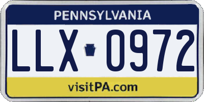 PA license plate LLX0972