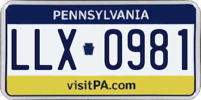 PA license plate LLX0981