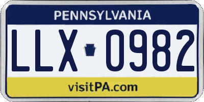 PA license plate LLX0982