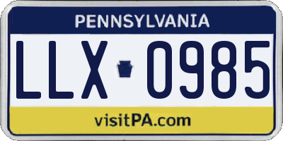 PA license plate LLX0985