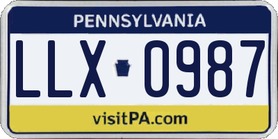 PA license plate LLX0987
