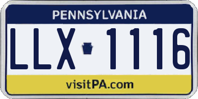 PA license plate LLX1116