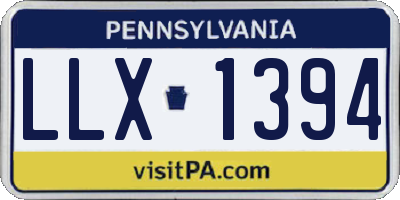 PA license plate LLX1394