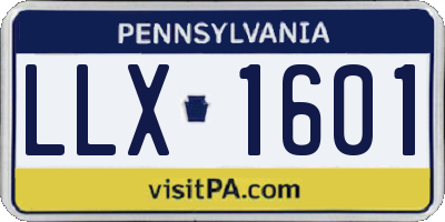 PA license plate LLX1601