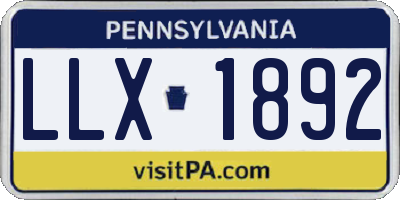 PA license plate LLX1892