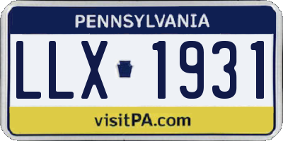 PA license plate LLX1931
