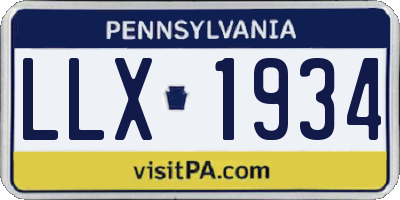 PA license plate LLX1934