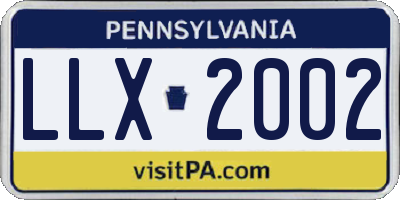 PA license plate LLX2002
