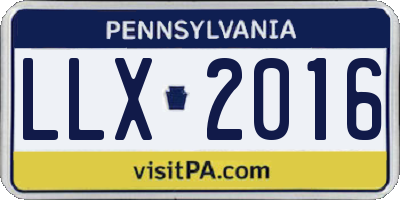 PA license plate LLX2016