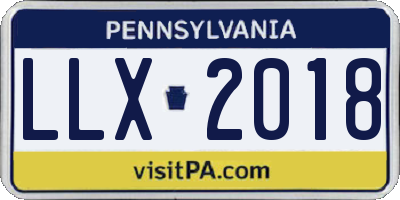 PA license plate LLX2018