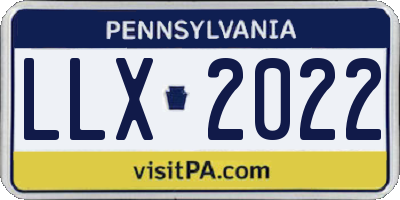PA license plate LLX2022