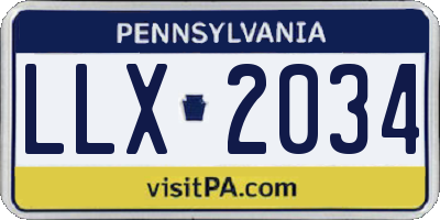 PA license plate LLX2034