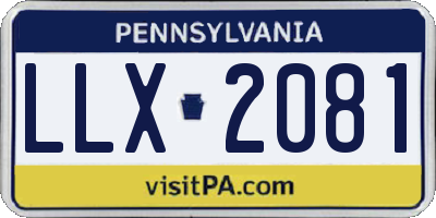 PA license plate LLX2081