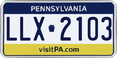PA license plate LLX2103