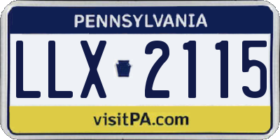 PA license plate LLX2115