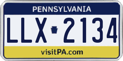 PA license plate LLX2134