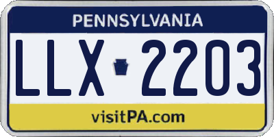 PA license plate LLX2203