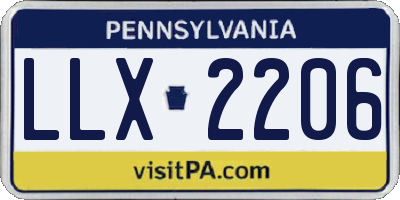 PA license plate LLX2206