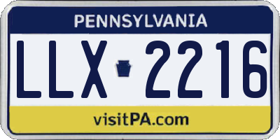 PA license plate LLX2216