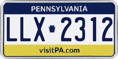 PA license plate LLX2312