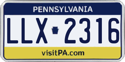 PA license plate LLX2316