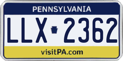 PA license plate LLX2362