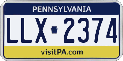PA license plate LLX2374