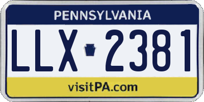 PA license plate LLX2381