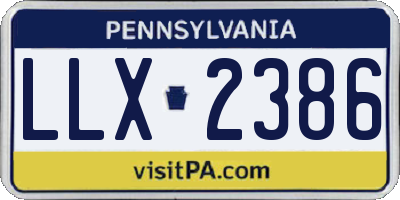 PA license plate LLX2386
