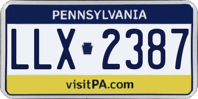 PA license plate LLX2387