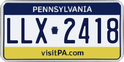PA license plate LLX2418