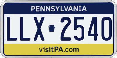 PA license plate LLX2540