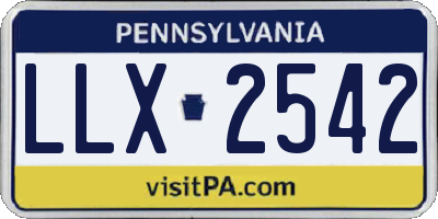 PA license plate LLX2542