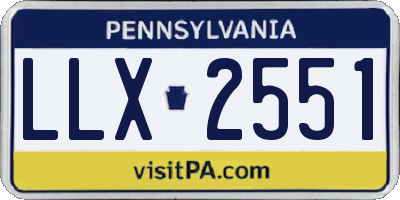 PA license plate LLX2551