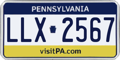 PA license plate LLX2567