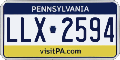 PA license plate LLX2594