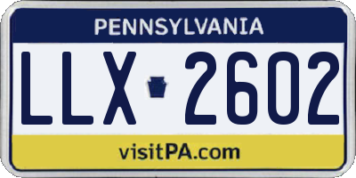 PA license plate LLX2602