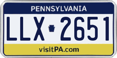 PA license plate LLX2651