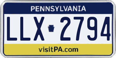 PA license plate LLX2794