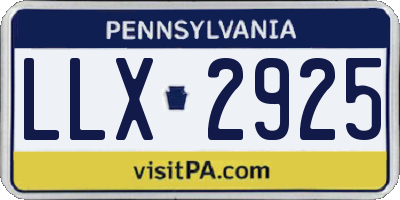 PA license plate LLX2925