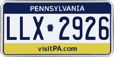 PA license plate LLX2926