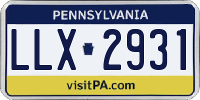 PA license plate LLX2931