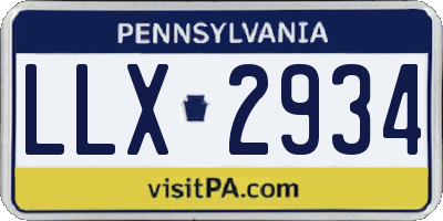 PA license plate LLX2934