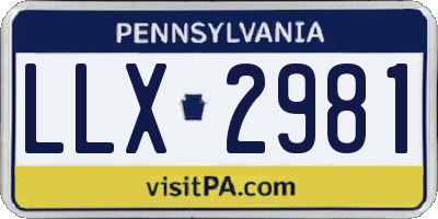 PA license plate LLX2981