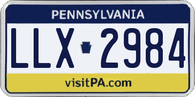 PA license plate LLX2984