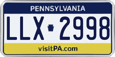 PA license plate LLX2998