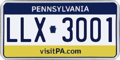 PA license plate LLX3001