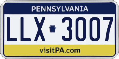 PA license plate LLX3007