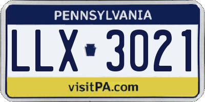 PA license plate LLX3021