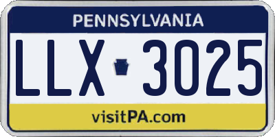 PA license plate LLX3025